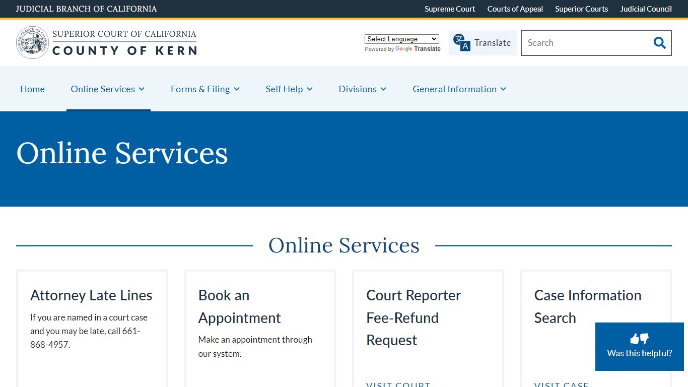 Online Services | Superior Court of California | County of Kern